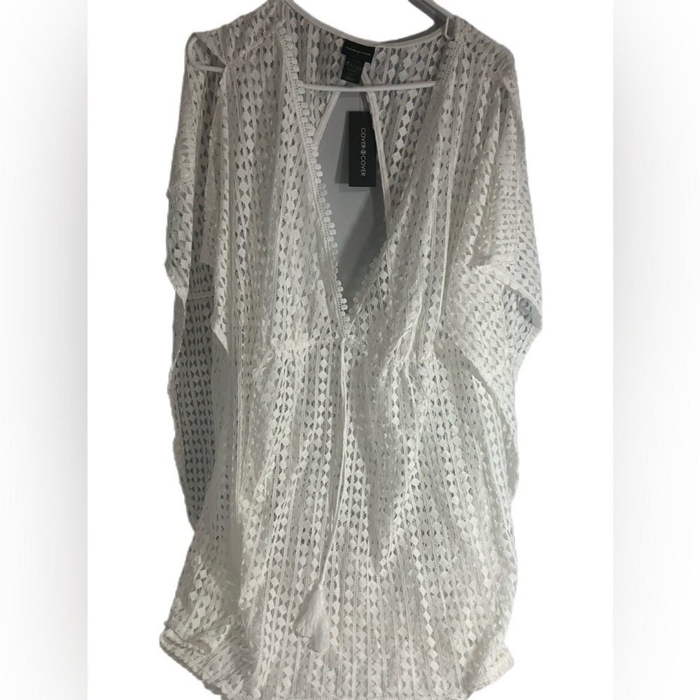 Cover 2 Cover White Fishnet Cut Out Beach Pool Swim Coverup Women’s Size 1X NWT